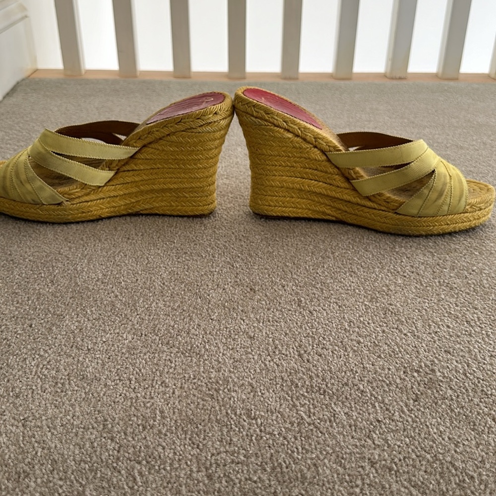 Christian Louboutin Yellow Espadrille Wedge Sandals - Picture 5 of 7
